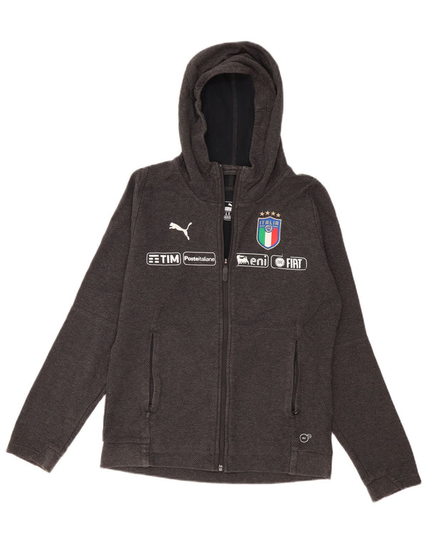 Damski sweter Puma Italia z grafiką i zamkiem błyskawicznym, UK 12, średnioszary, bawełniany