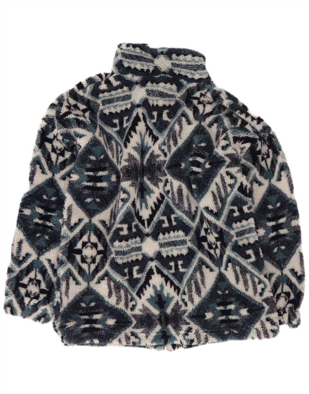 Męska kurtka polarowa Vintage UK 36 Mała granatowa geometryczna Aztec