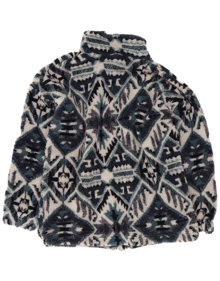 Męska kurtka polarowa Vintage UK 36 Mała granatowa geometryczna Aztec