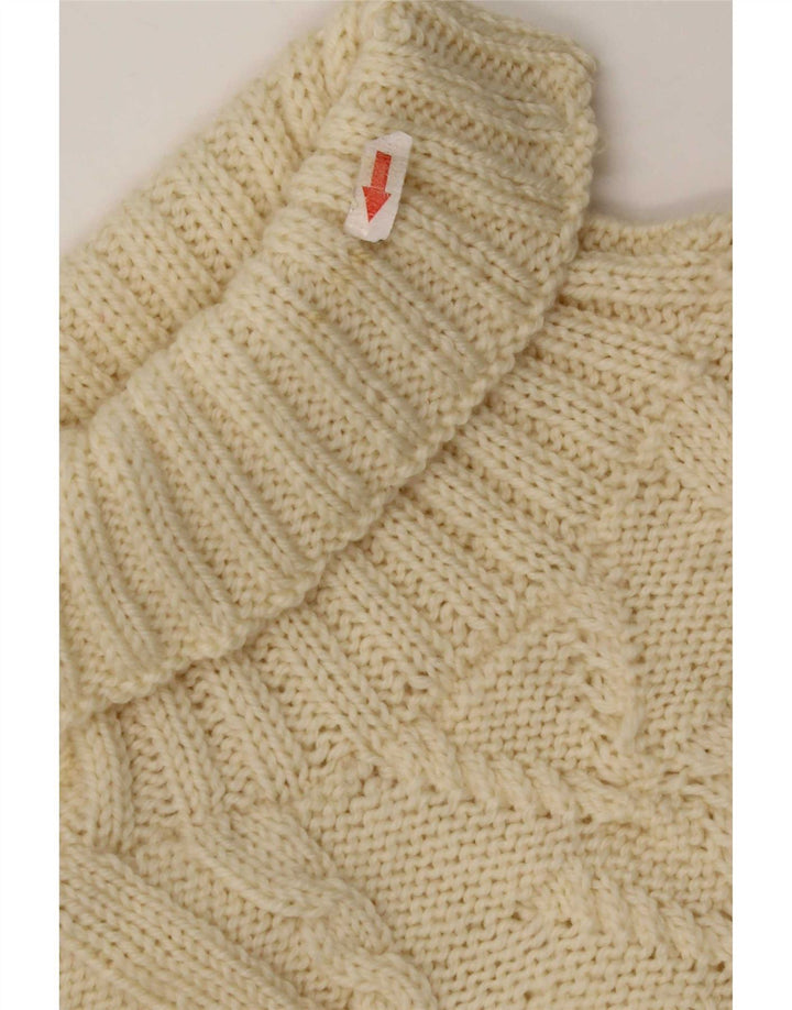 Vintage damski sweter z golfem UK 12 średni złamanej bieli