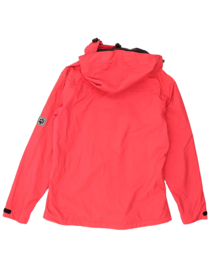 Damska kurtka przeciwdeszczowa z kapturem Jack Wolfskin UK 12, średni różowy poliester