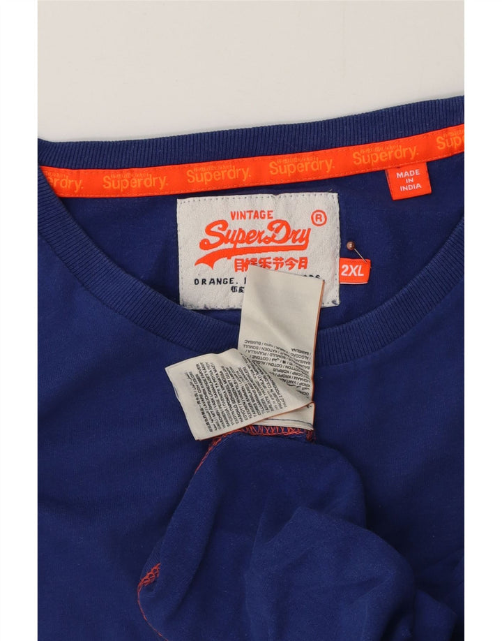 SUPERDRY Męski T-shirt Top 2XL Niebieska Bawełna