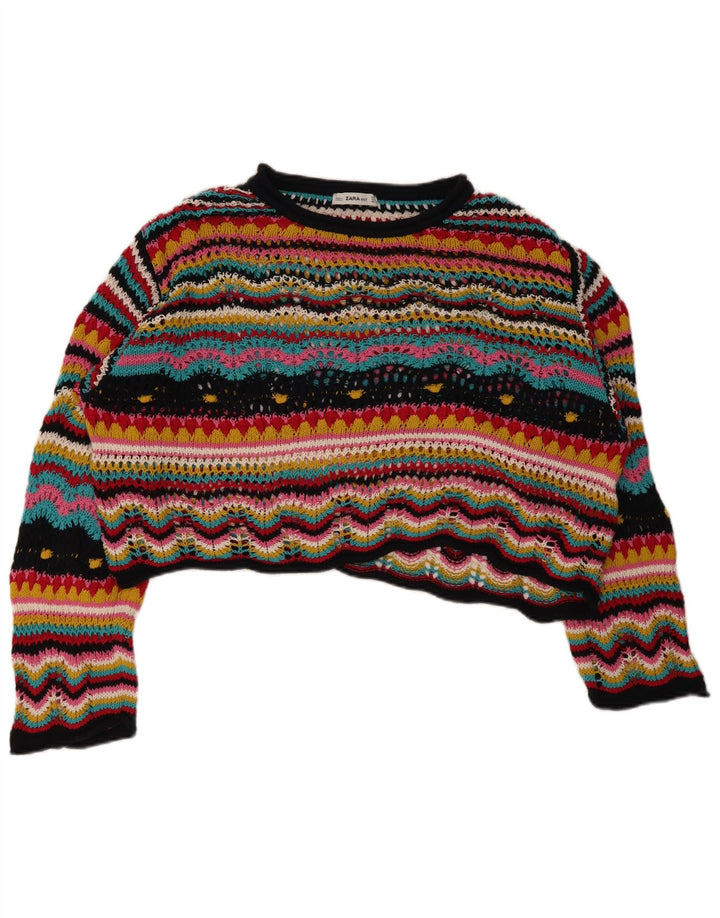 Damski sweter Zara z dekoltem w łódkę UK 14, średnie, wielokolorowe paski