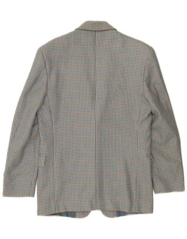 Męska marynarka zapinana na 2 guziki w stylu VINTAGE IT 46 Mała, szara, nowa wełniana pepitka