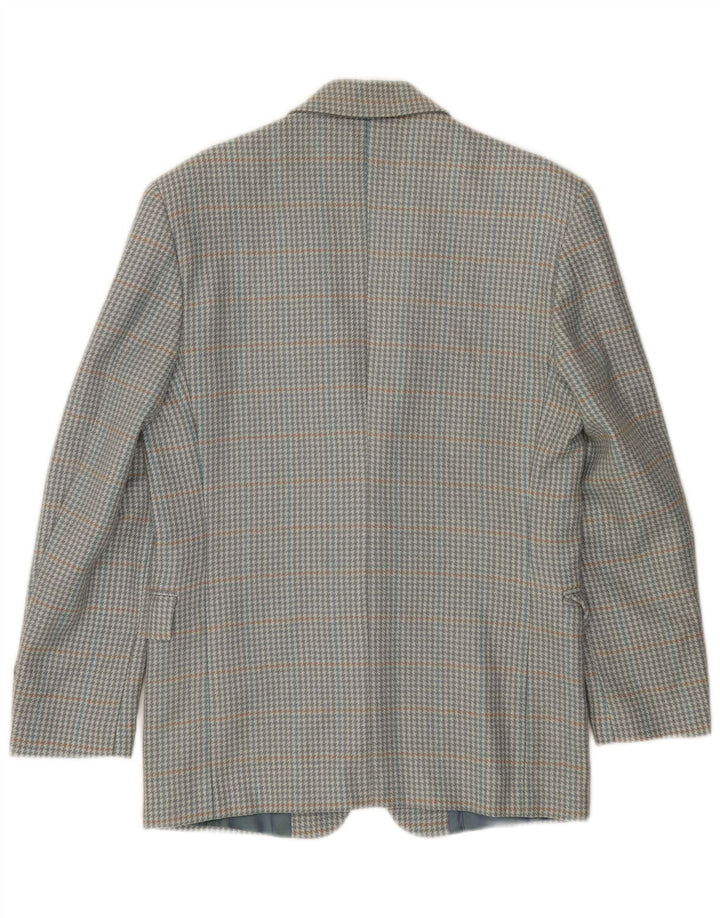 Męska marynarka zapinana na 2 guziki w stylu VINTAGE IT 46 Mała, szara, nowa wełniana pepitka