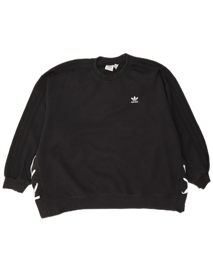 Damska bluza oversize Adidas Jumper UK 14, duża czarna bawełna