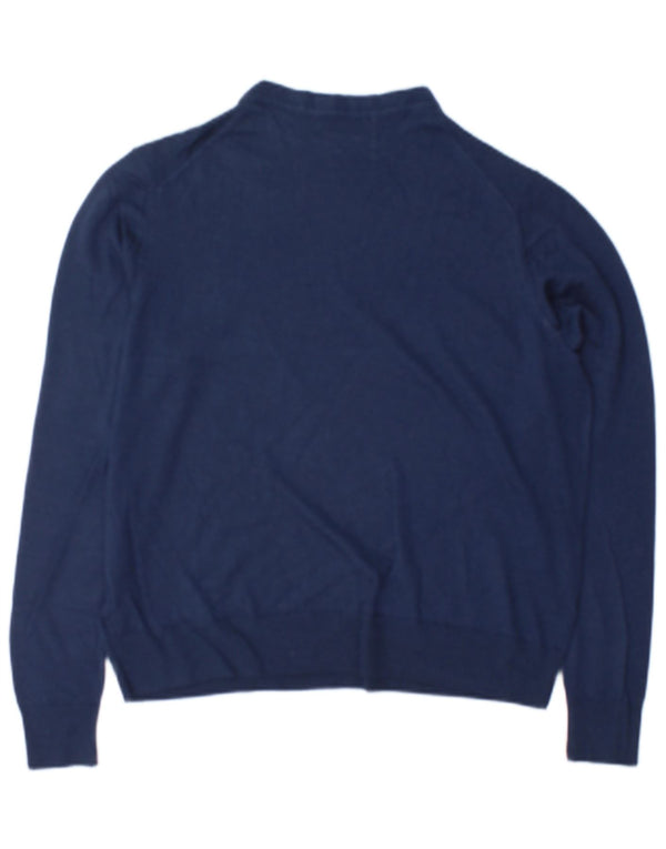Marks & Spencer Damski sweter z okrągłym dekoltem UK 16, duży, granatowy, wełniany