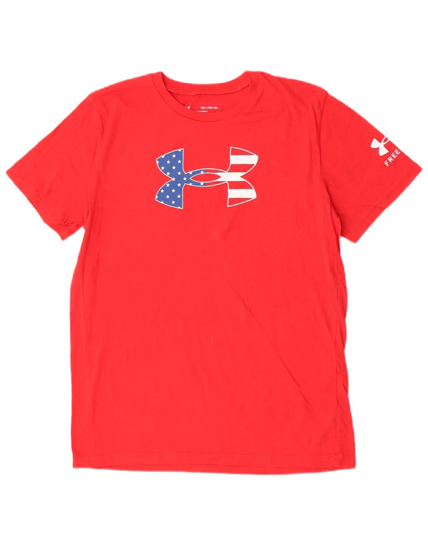 Chłopięca koszulka z grafiką Under Armour 13-14 lat XL, czerwona, bawełniana