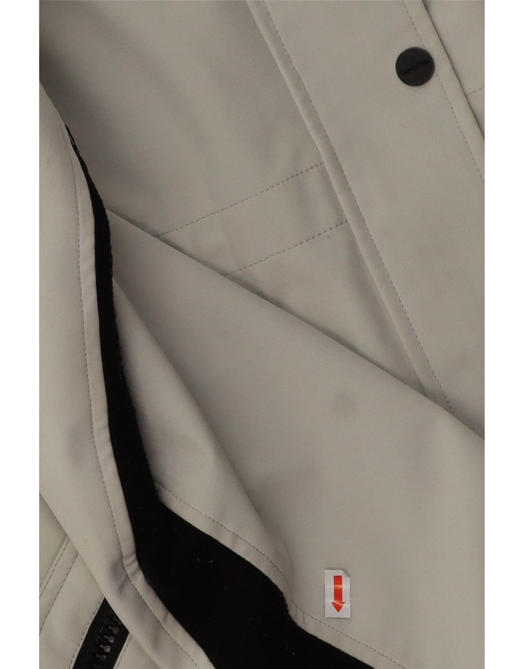 Damski płaszcz wiatrówka CALVIN KLEIN z kapturem UK 16, duży, szary poliester