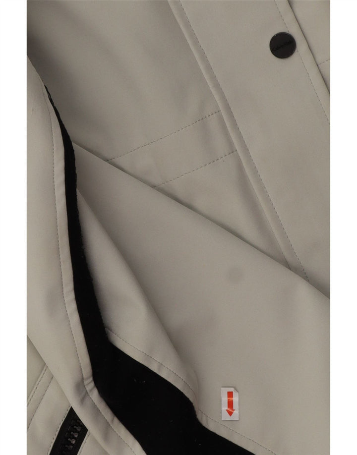 Damski płaszcz wiatrówka CALVIN KLEIN z kapturem UK 16, duży, szary poliester