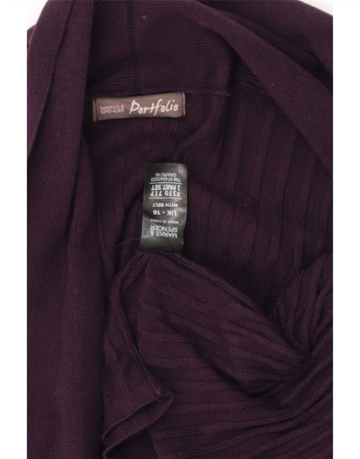 Sweter damski Marks & Spencer Longline Open Cardigan UK 16, duży fioletowy
