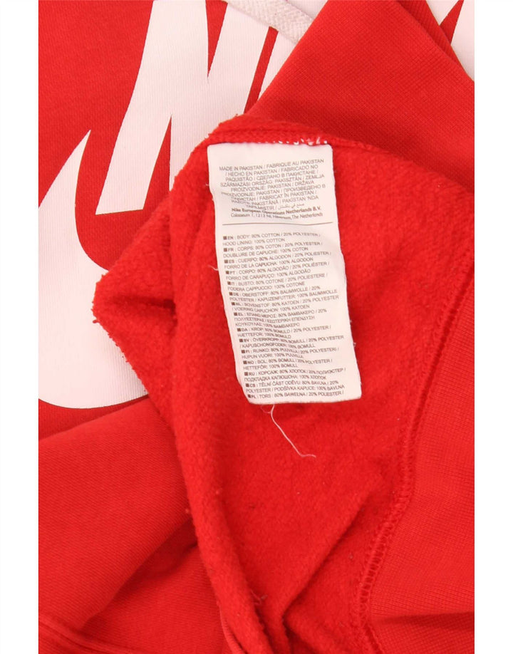 Damski sweter z kapturem Nike z grafiką, duży, czerwony, bawełniany