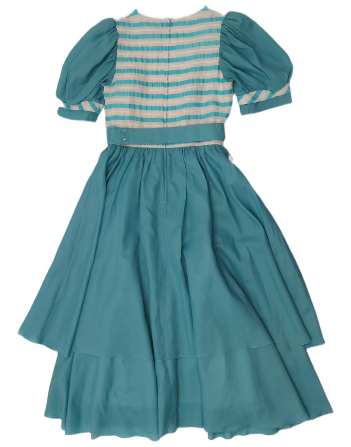 Damska sukienka maxi w stylu vintage IT 36 XS z poliestru w niebieskie paski