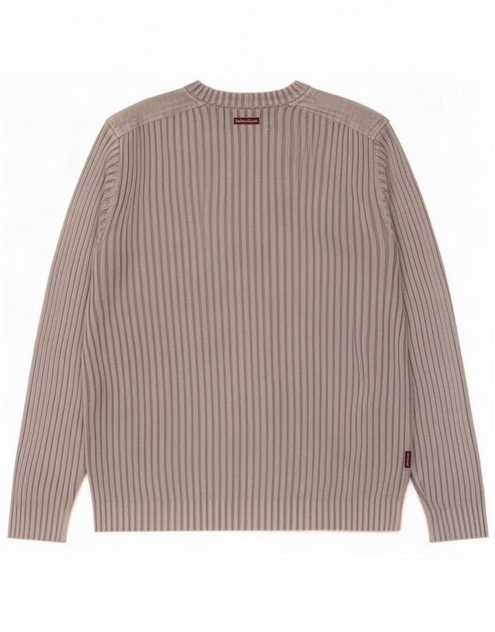 Marlboro Classics Męski sweter z dekoltem w kształcie litery V, duży, szary, bawełniany