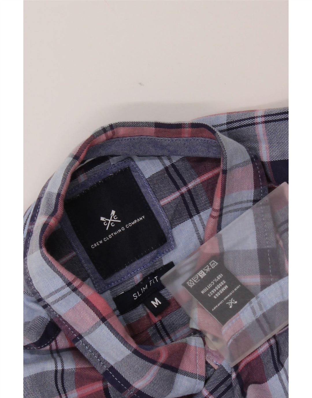 Crew Clothing Męska koszula flanelowa o dopasowanym kroju, bawełniana w średnią niebieską kratkę