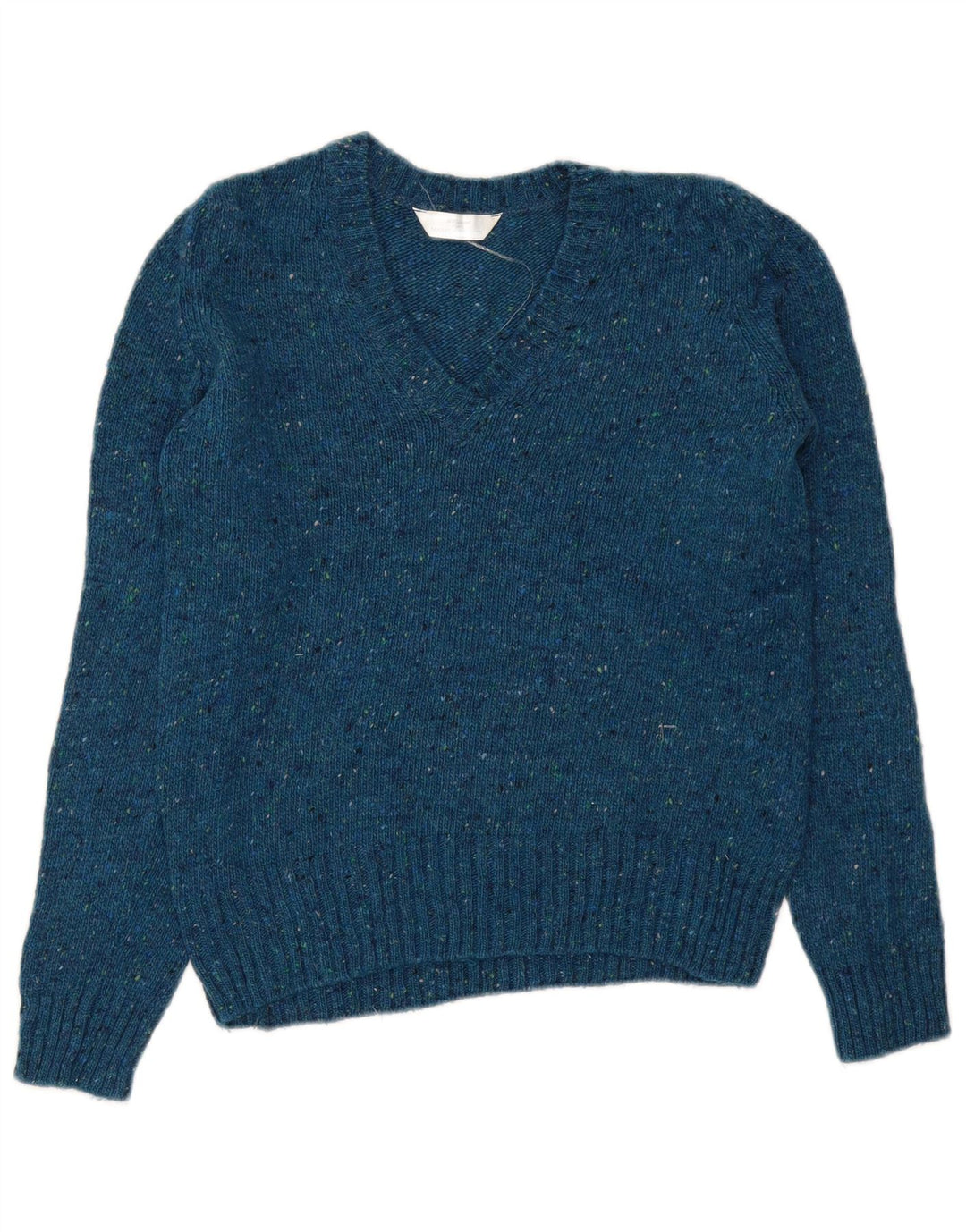 Marks & Spencer Damski sweter z dekoltem w kształcie litery V, UK 10, mały, niebieski, nakrapiany
