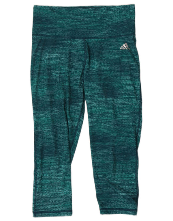 Legginsy Adidas Damskie Climalite Capri UK 12/14 Średnie Zielone Nakrapiane