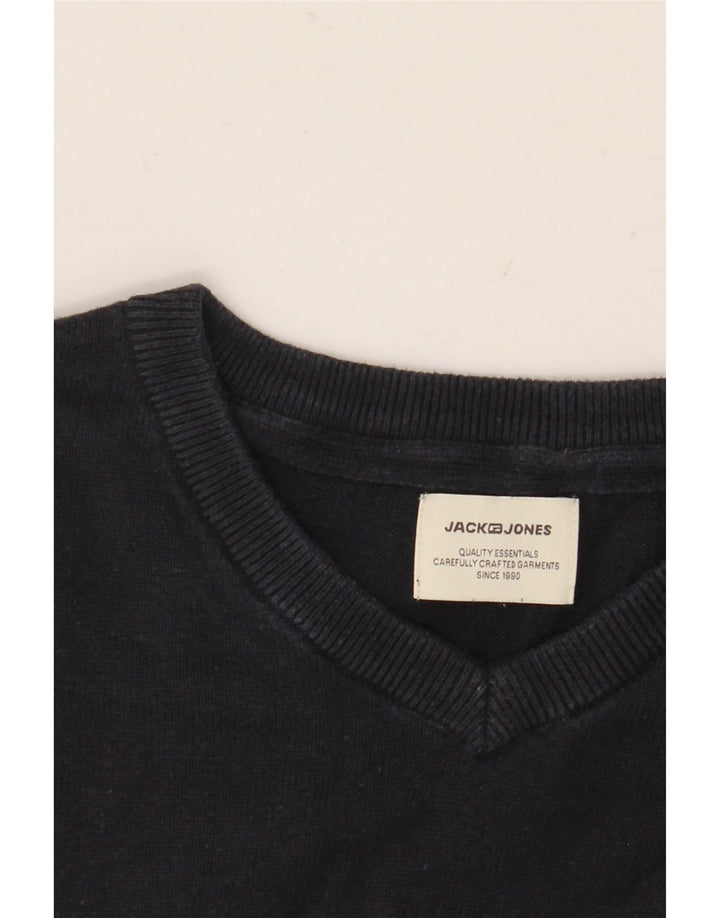 Męski sweter JACK & JONES z dekoltem w kształcie litery V, średni granatowy
