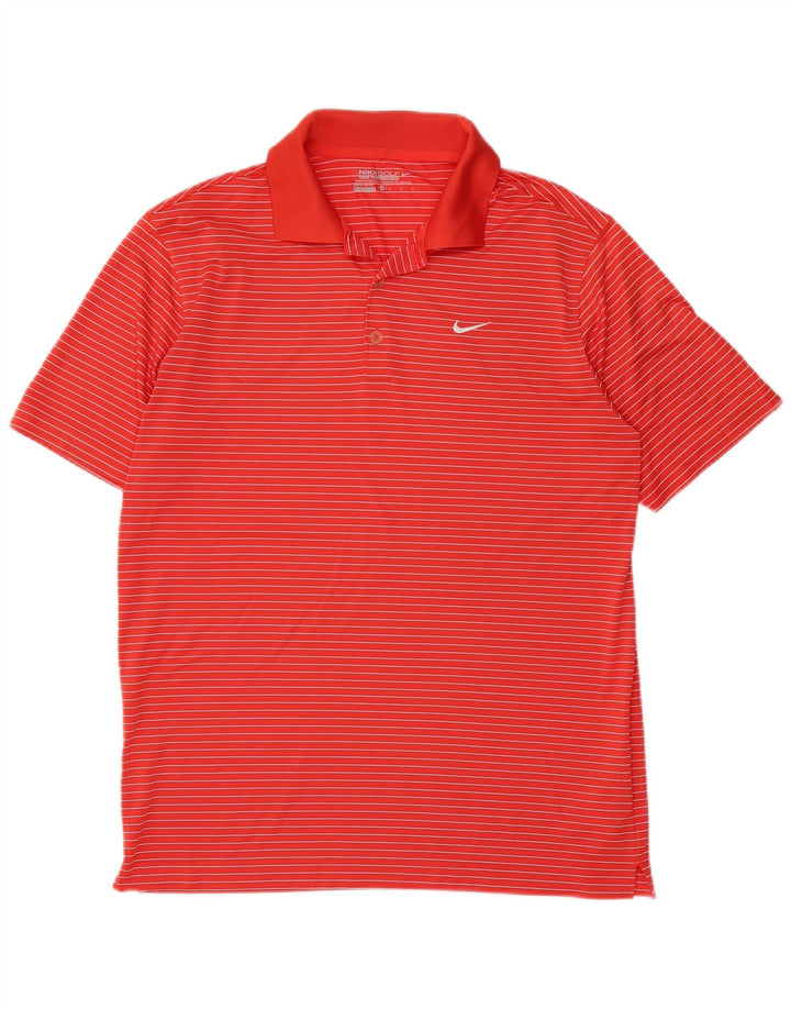 Męska koszulka polo Nike Dri Fit, poliester w średnie czerwone paski