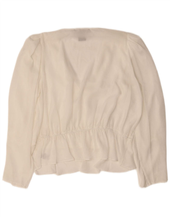 DKNY Womens See Through Long Sleeve Blouse Top UK 18 XL White