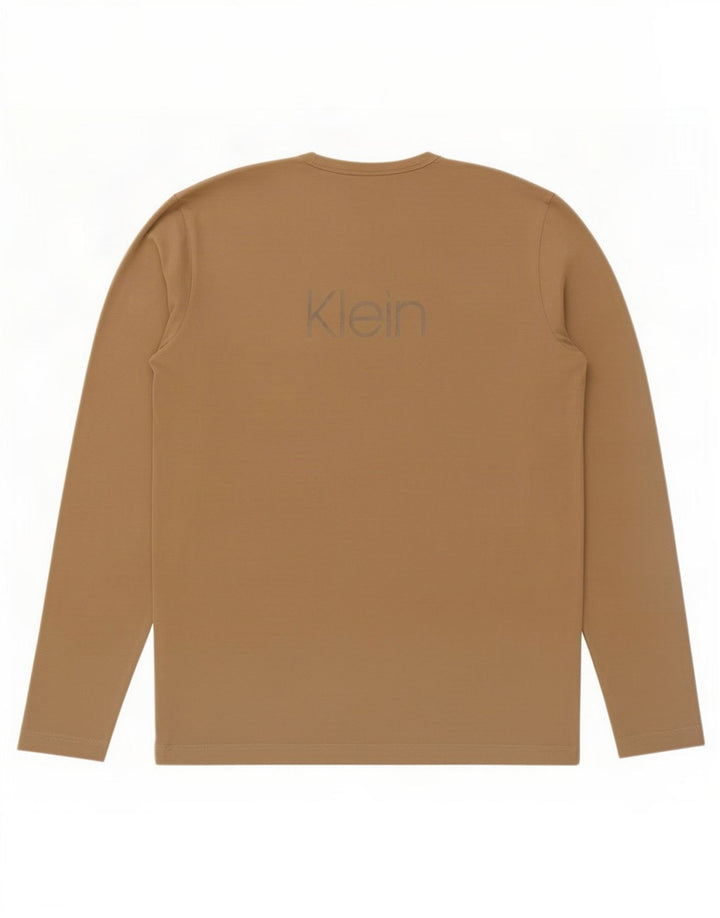 Męski top graficzny Calvin Klein z długim rękawem, duży, beżowy