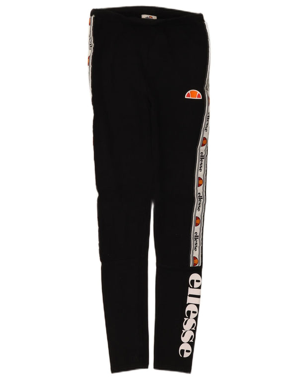 Damskie legginsy z grafiką ELLESSE UK 8, małe, czarne, bawełniane z blokami kolorów