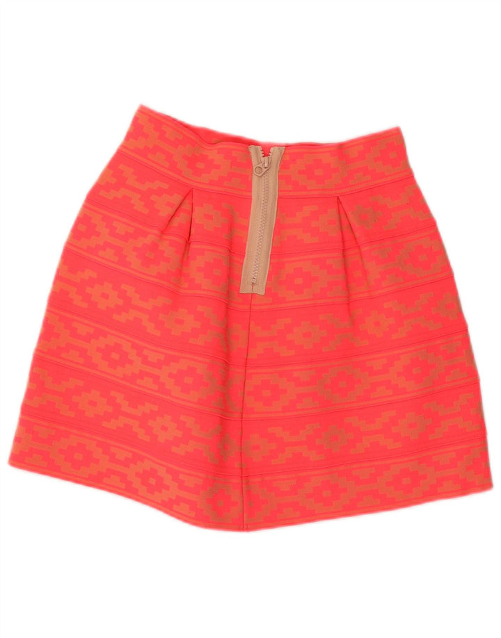 Damska spódnica w kształcie litery A w stylu vintage UK 14 Medium W28 Pomarańczowy geometryczny poliester
