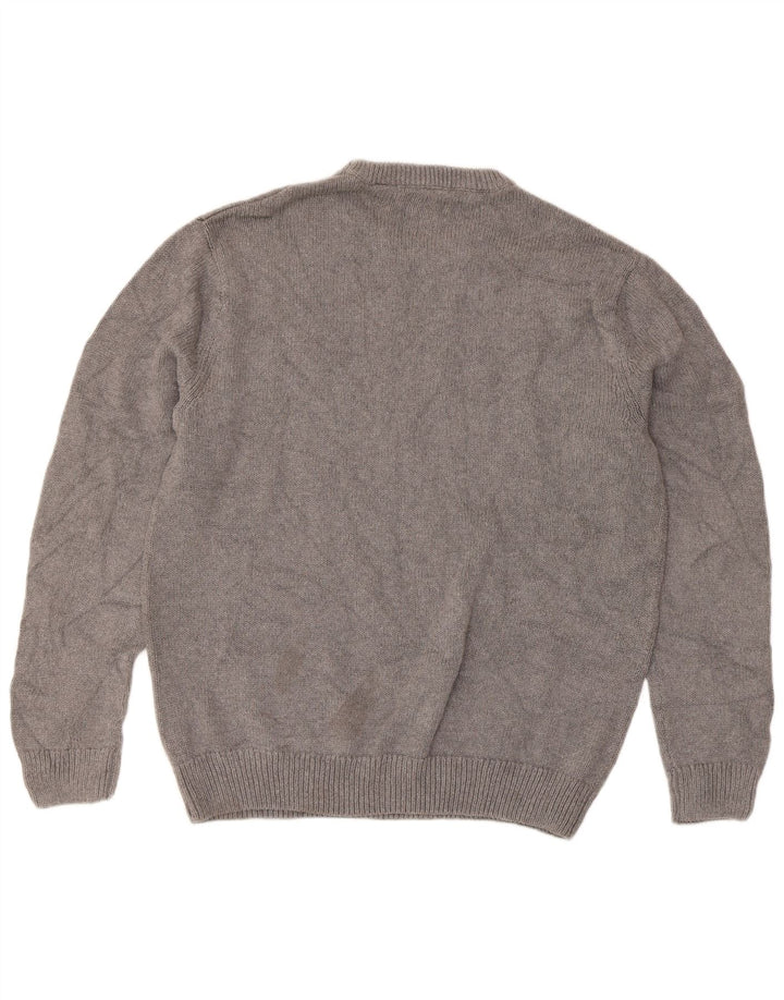 Męski sweter Chaps o regularnym kroju z okrągłym dekoltem, duży, szary, bawełniany