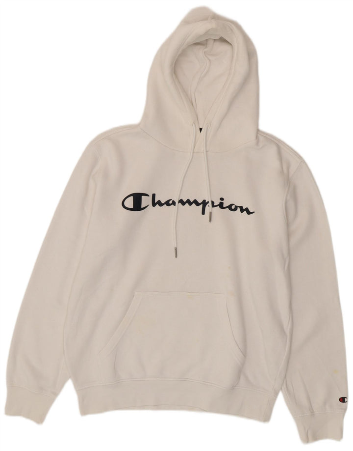 Męski sweter z kapturem Champion Graphic, średni biały, bawełniany