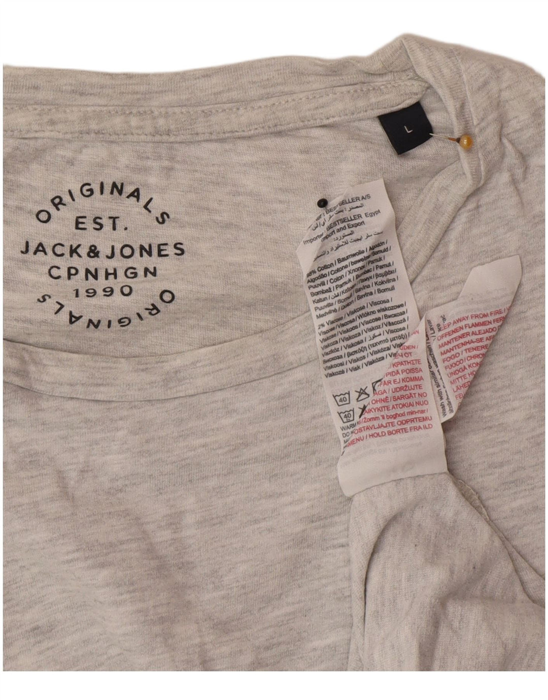 T-shirt męski Jack & Jones, duży, szary, bawełniany w plamki