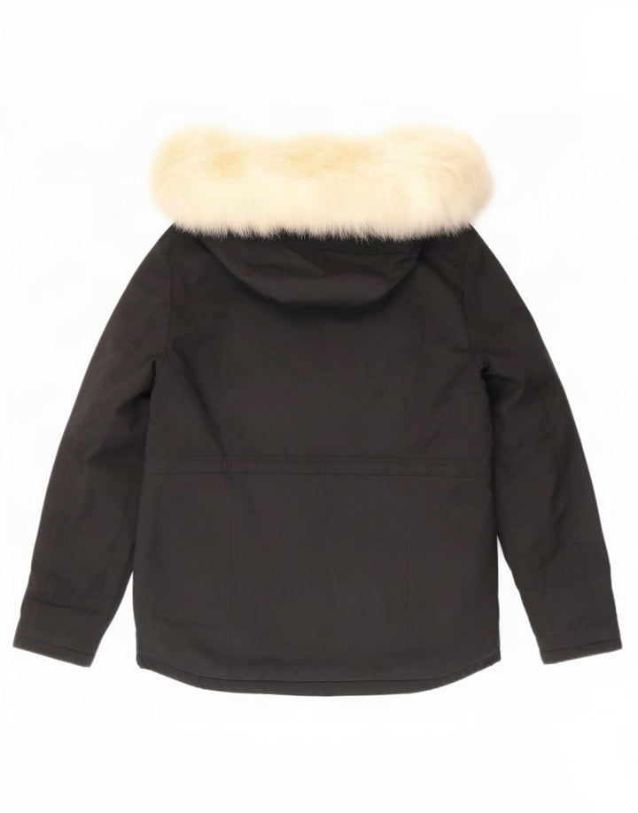 Damska kurtka parka z kapturem Topshop UK 8, mała, czarna, poliester