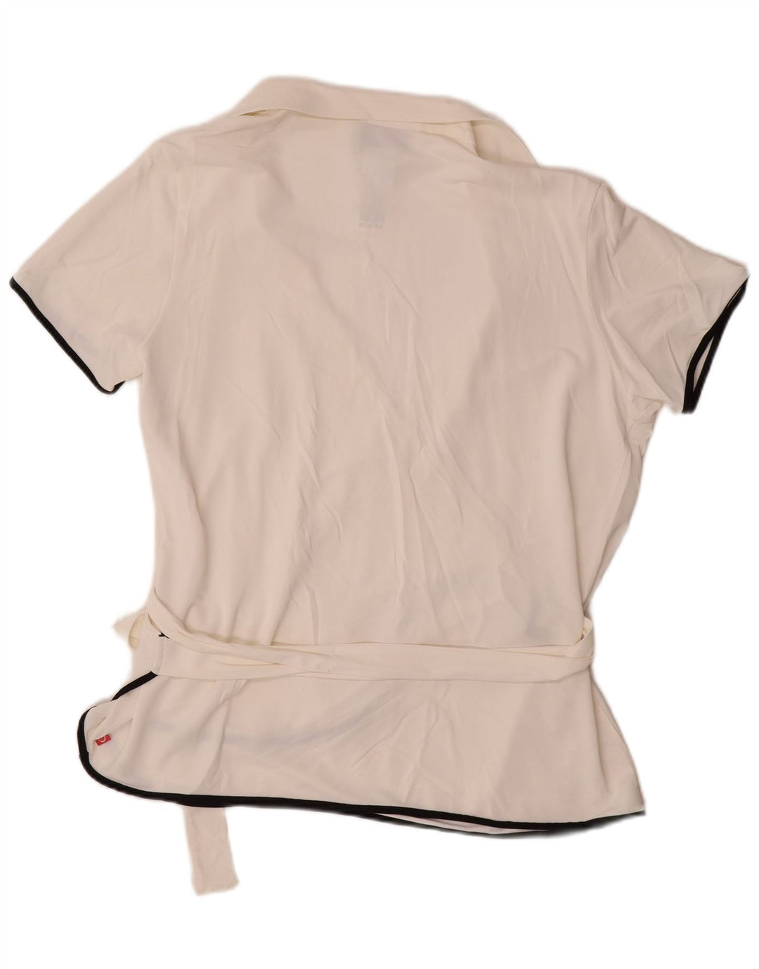 MARINA RINALDI Damska kopertowa bluzka z krótkim rękawem UK 14 Średnia biel