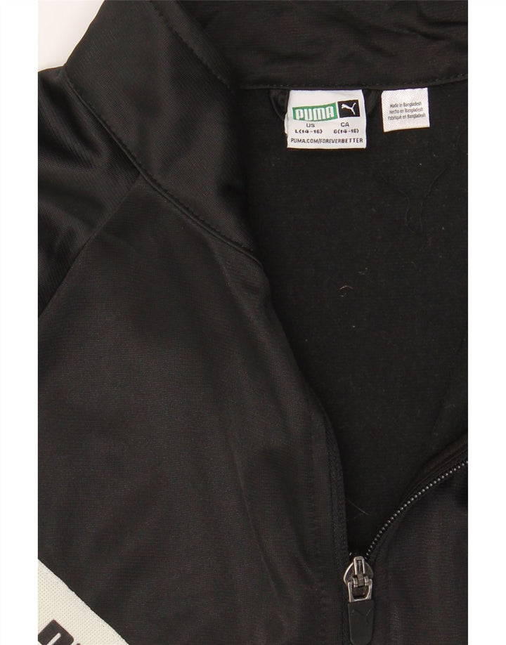 PUMA Boys Graphic Tracksuit Top Jacket 14-15 Years Large  Black Polyester Vintage Puma and Second-Hand Puma from Messina Hembry 