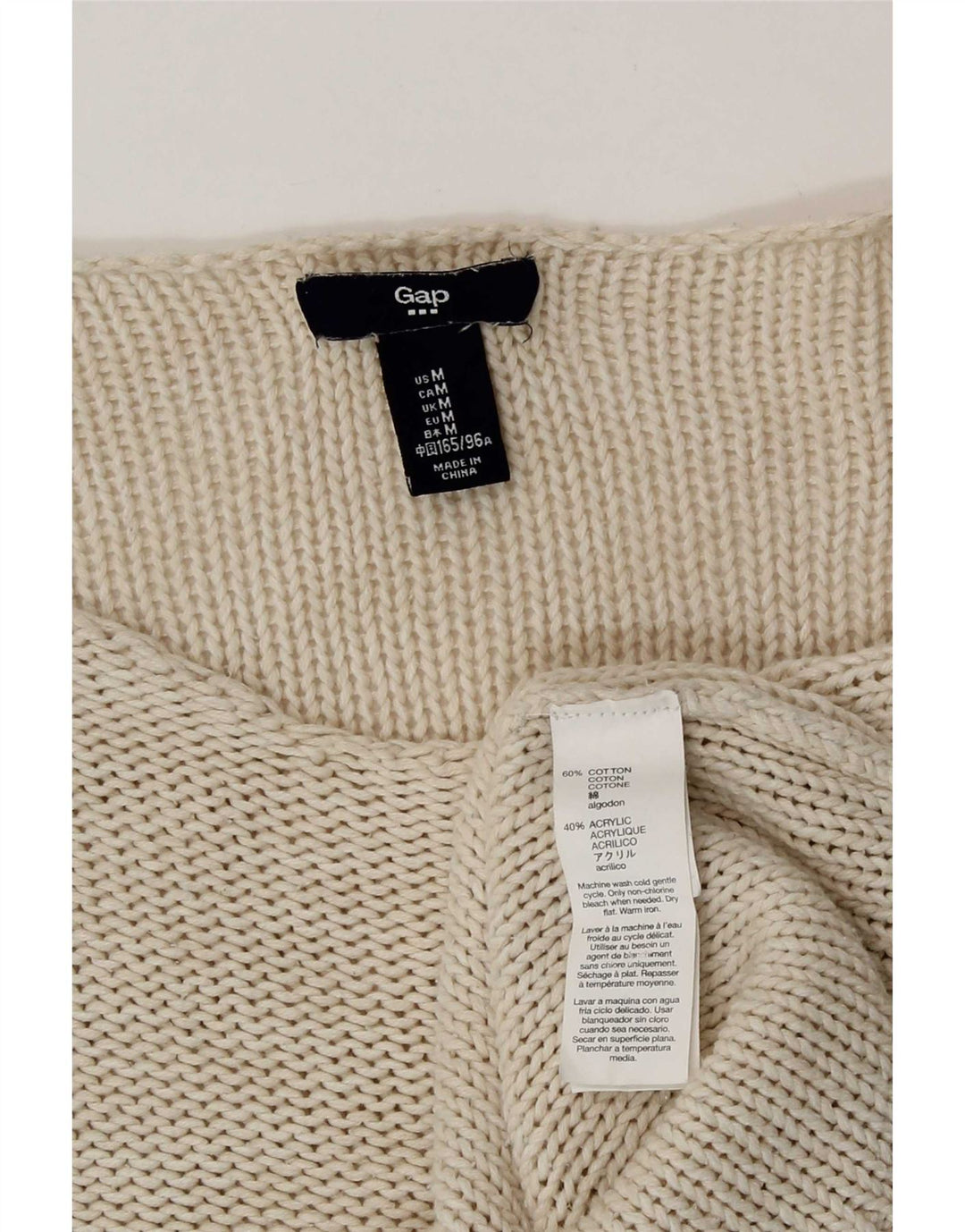 Sweter damski Gap z dekoltem w łódkę UK 12, średni beż, bawełna