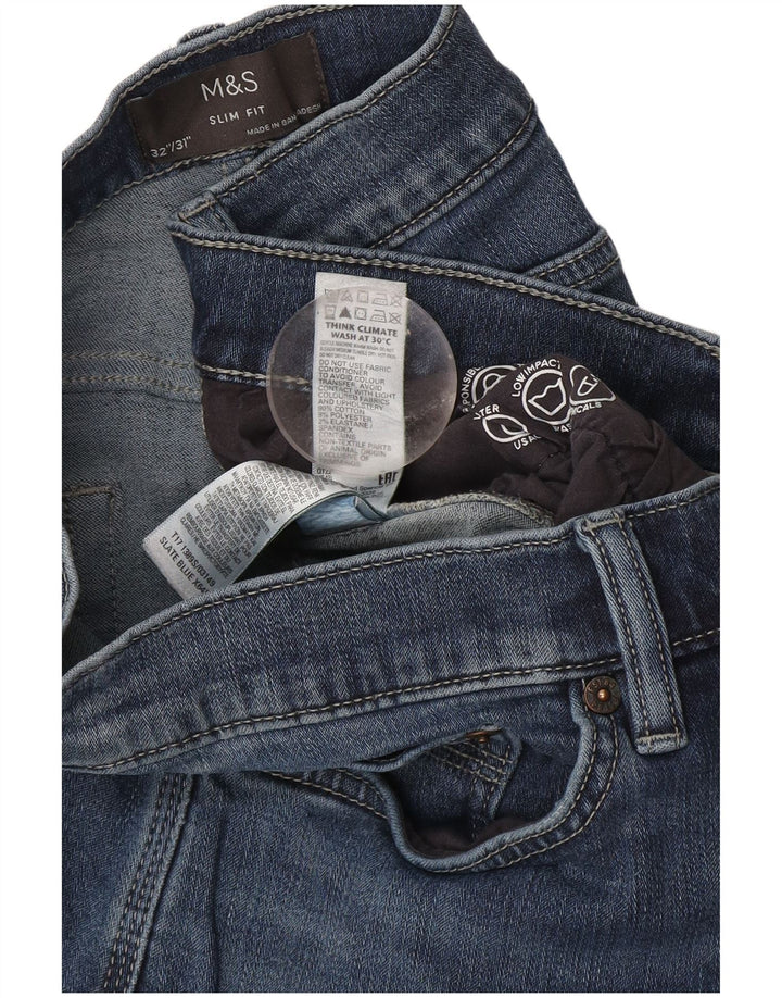 Marks & Spencer Męskie jeansy slim W32 L31 Niebieskie bawełniane