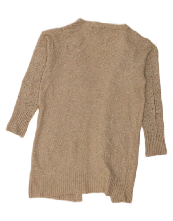 Sweter damski Zara o długim kroju i luźnym kroju, z otwartym kardiganem UK 6 XS, beżowy, nakrapiany