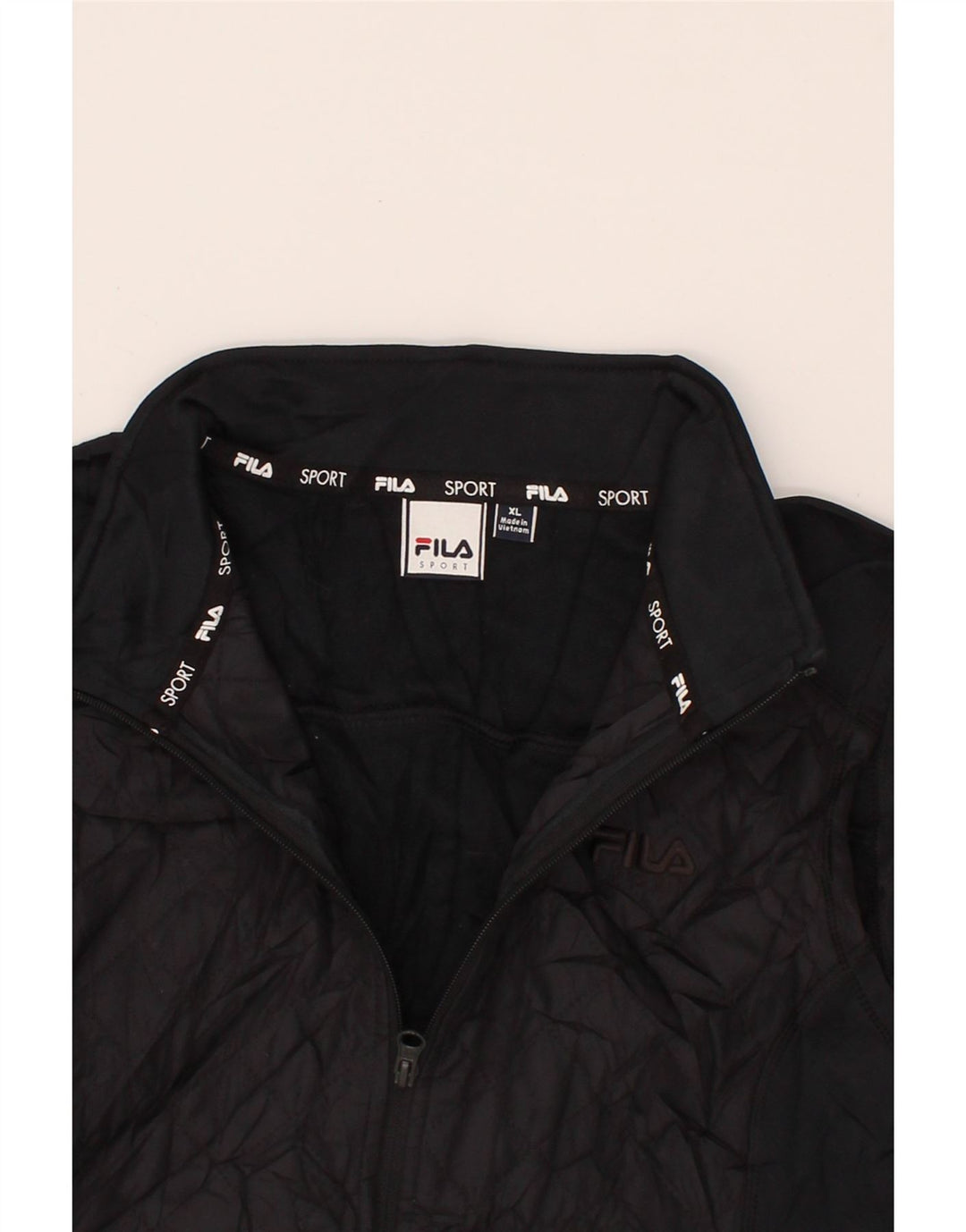 FILA Womens Sleeveless Tracksuit Top Jacket UK 18 XL Black Polyester Vintage Fila and Second-Hand Fila from Messina Hembry 