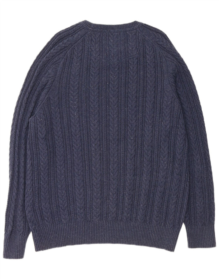 Męski sweter z dekoltem w łódkę FAT FACE XL, granatowy, bawełniany w cętki