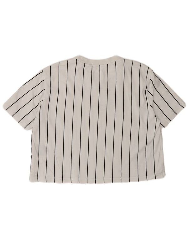 Damska koszulka Karl Kani Crop Oversize z grafiką Top UK 6 XS w białe paski