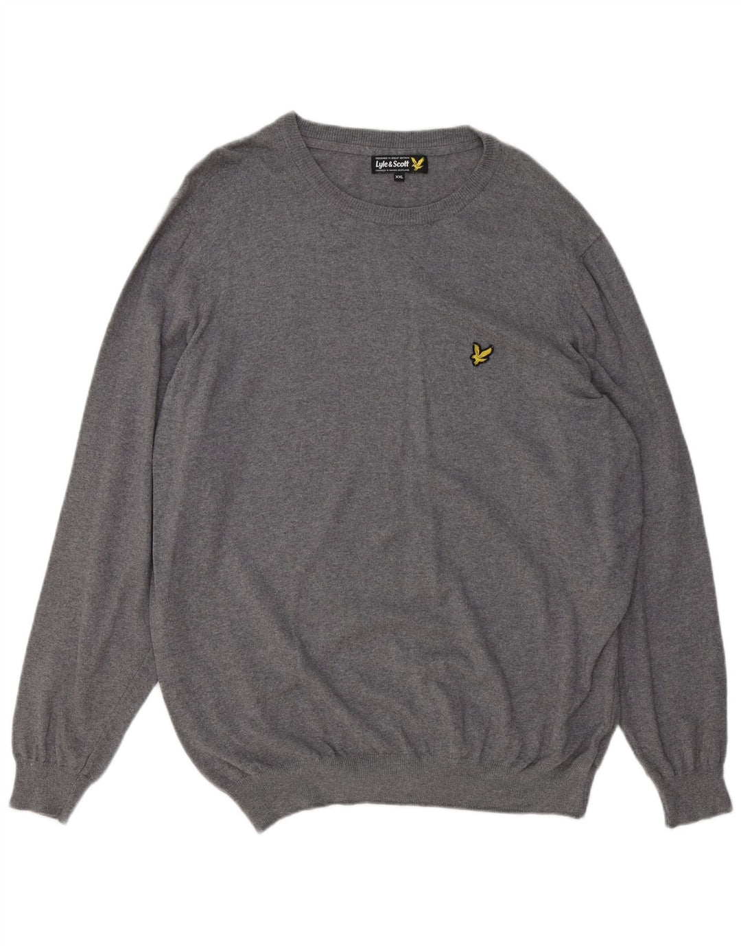 LYLE & SCOTT Mens Boat Neck Jumper Sweater 2XL Grey Cotton