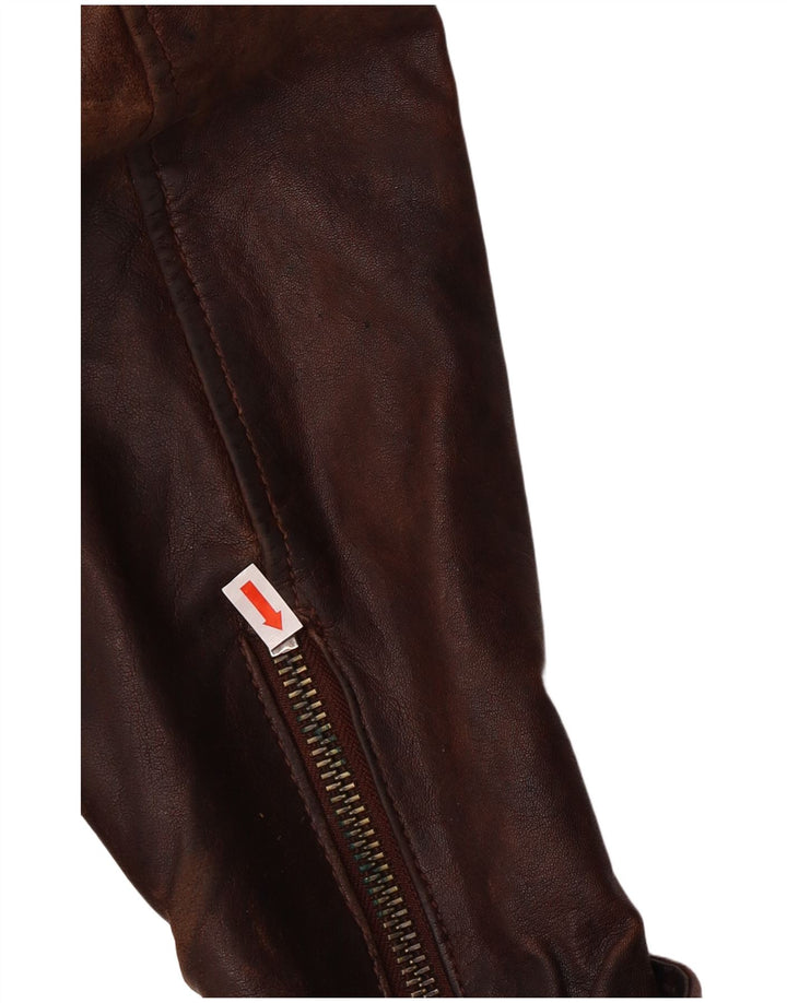 Be Edgy Męska skórzana kurtka UK 38 Średnio brązowa skóra