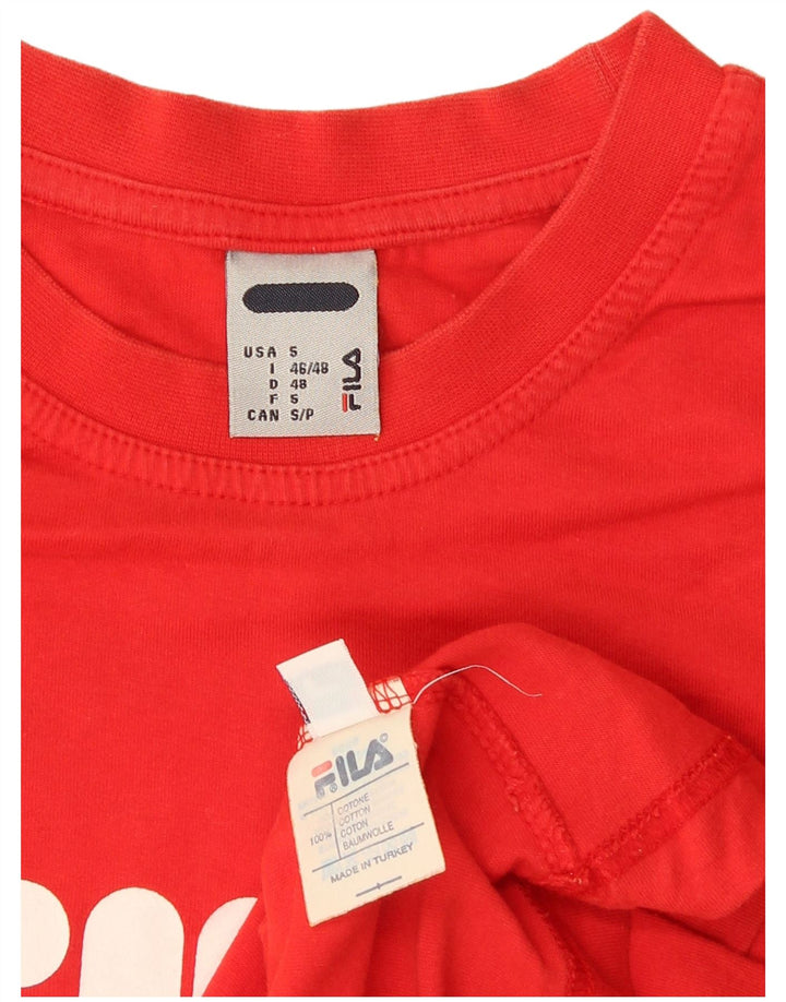 Męski T-shirt z grafiką Fila, mały, czerwony, bawełniany