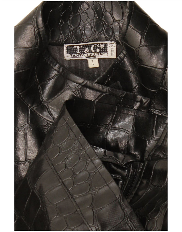 Damska kurtka bomberka w stylu vintage UK 14, duży czarny nadruk zwierzęcy