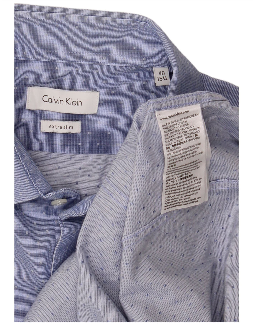 Męska koszula Calvin Klein Extra Slim Fit, rozmiar 40 15 1/2, średnio niebieska w cętki
