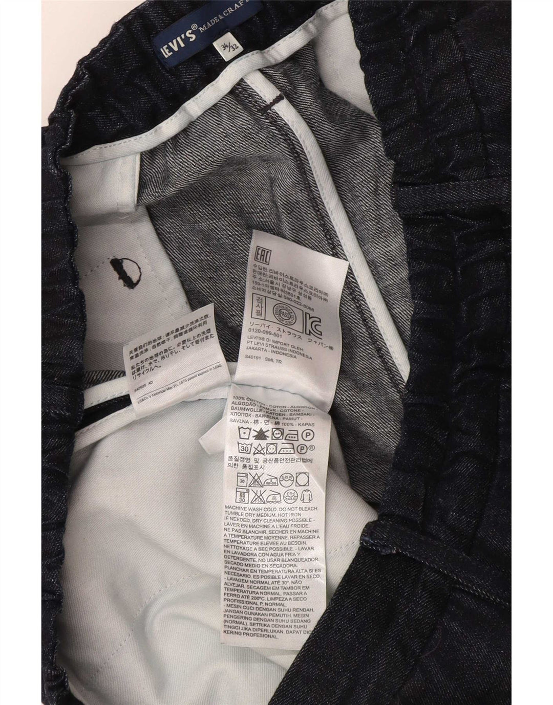 Damskie spodnie garniturowe Levi's Pegged W34 L26 Granatowa bawełna