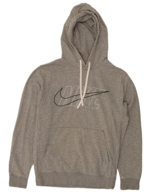 Męski sweter z kapturem Nike z grafiką, mały, szary, z bawełny w cętki