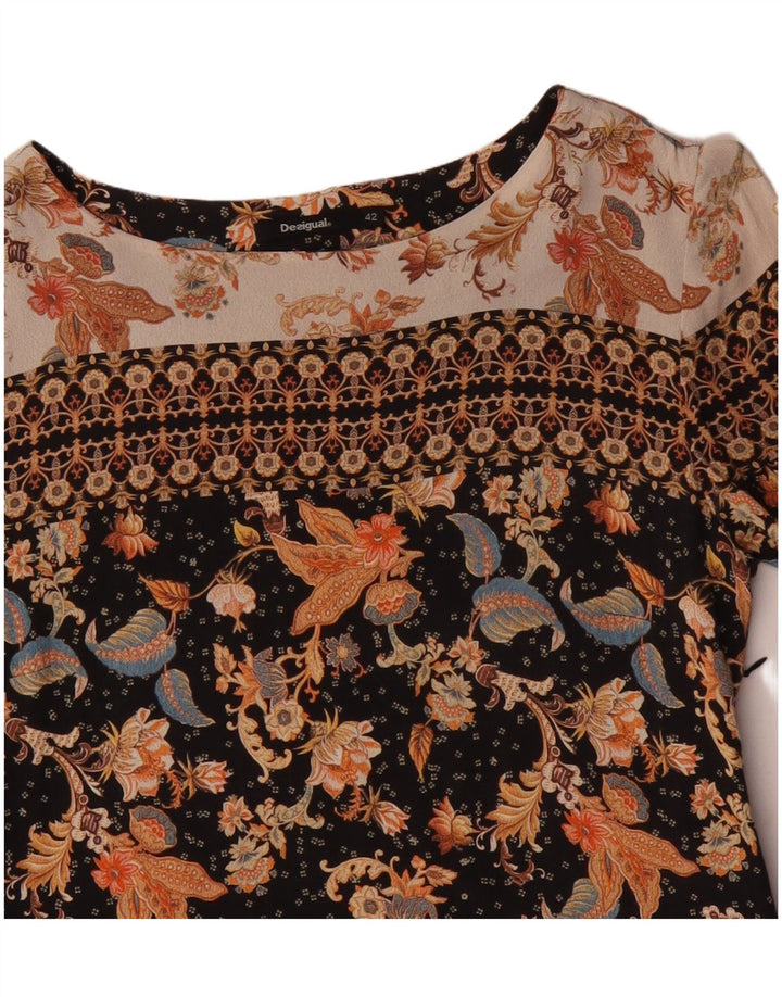 DESIGUAL Damska sukienka typu shift z rękawem 3/4 EU 42, duża, wielokolorowa w kwiaty