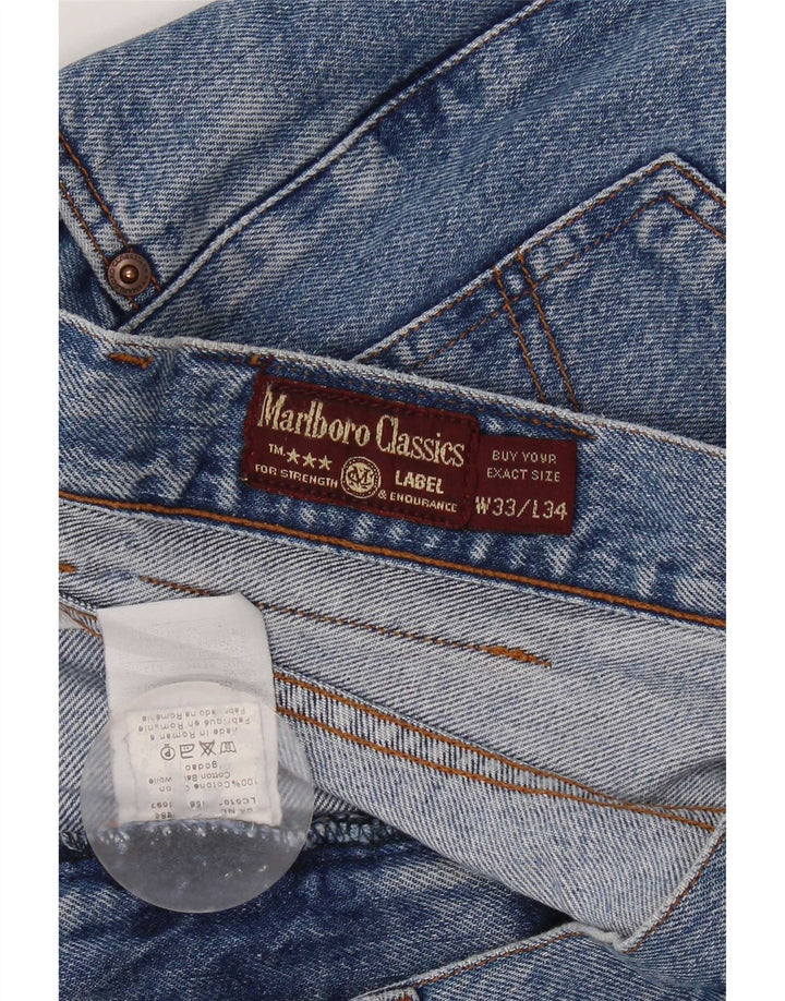 Marlboro Classics Męskie proste dżinsy W33 L28 Niebieska bawełna