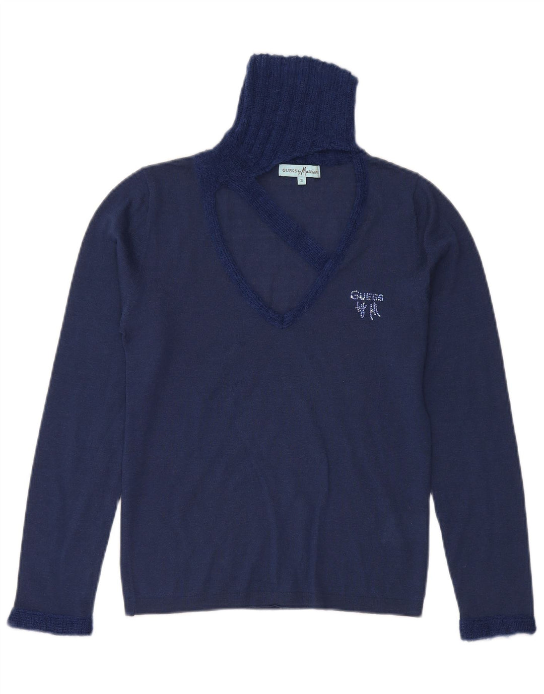 Guess Marciano Damski sweter z golfem US 3, mały, granatowy, wełniany