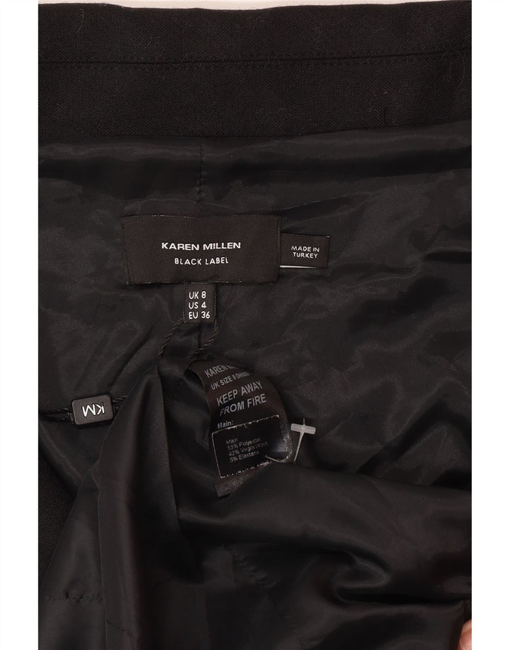 Karen Millen Damski płaszcz z podwójnymi piersiami UK 8, mały, czarny poliester